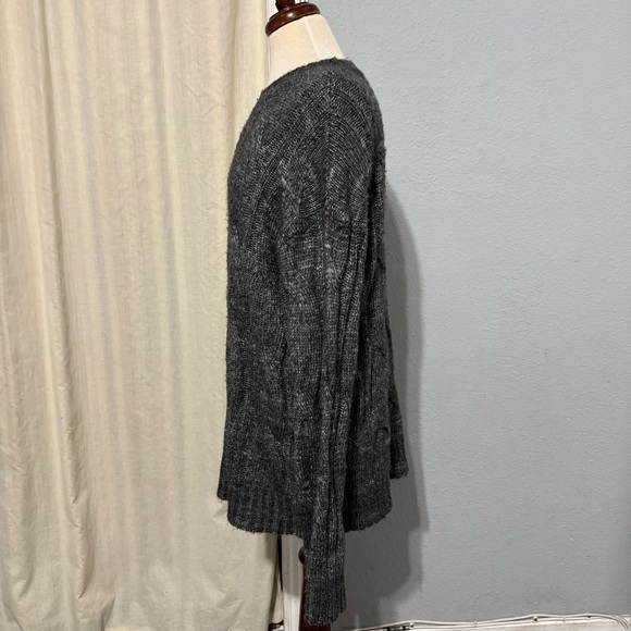 American Eagle Women Long Sleeve Unreal Cable Crew Long Sweater Gray Marled M - Picture 5 of 14